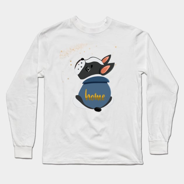 French Bulldog puppy in home, quarantine dog, stay home fanart, bulldog dreamer Long Sleeve T-Shirt by PrimeStore